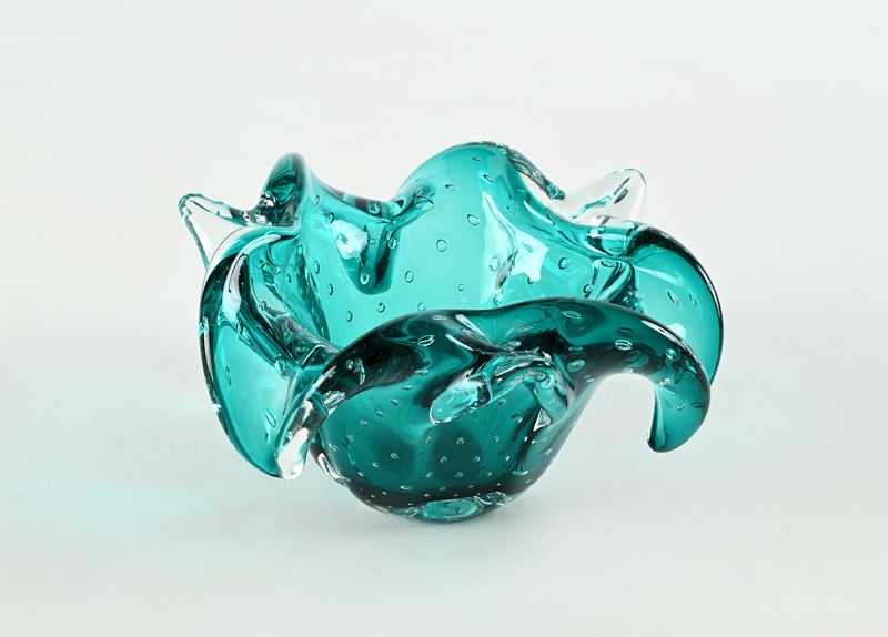 Svuota tasche in vetro pulegoso verde acqua, Murano