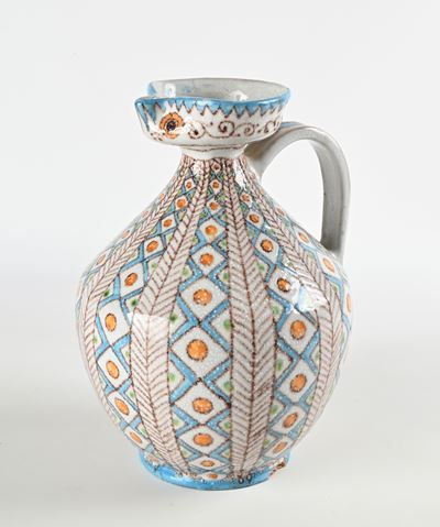 Grande Vaso Versatoio in Terracotta Dipinta, Manifattura Pinto, Vietri sul Mare