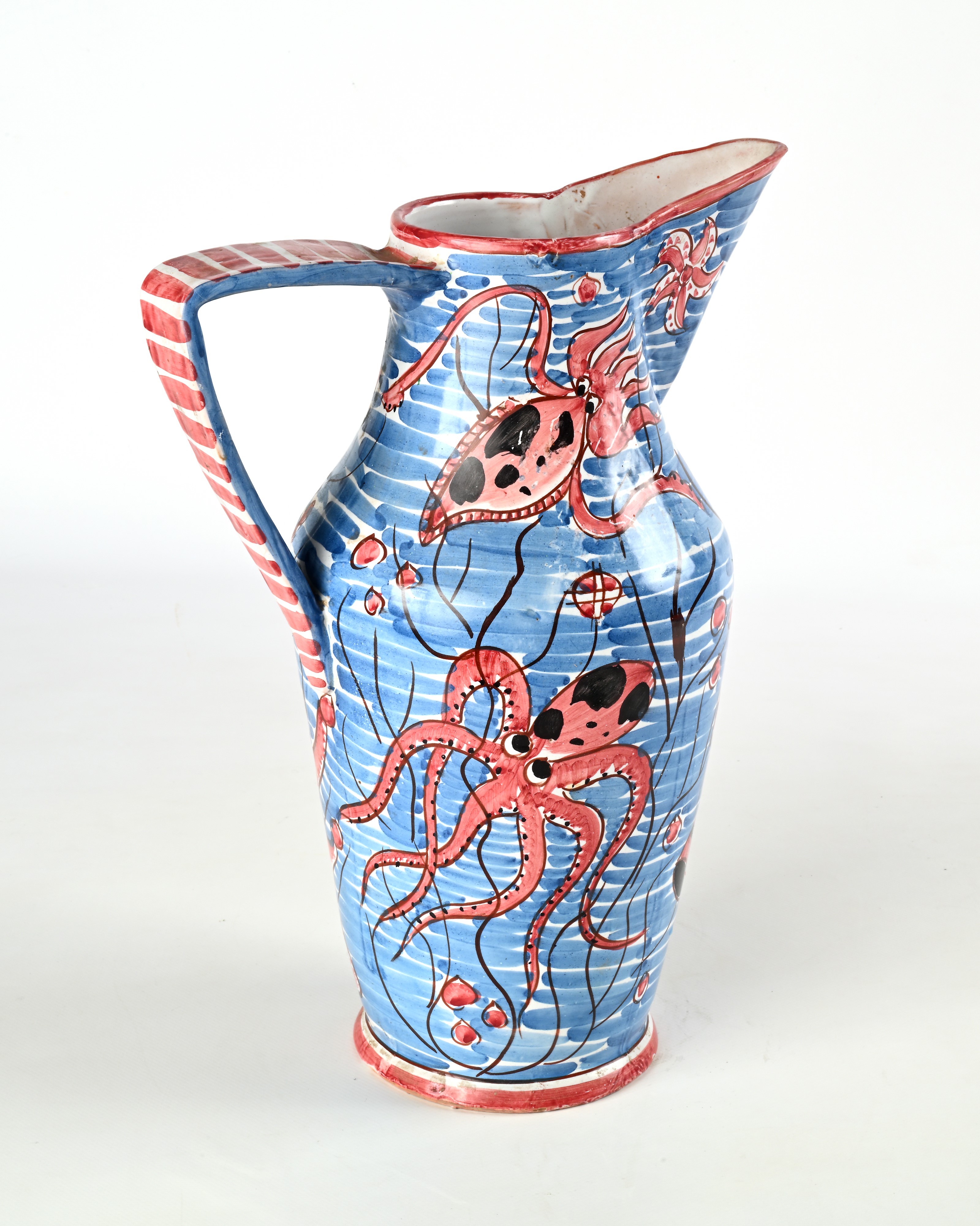 Grande versatoio in ceramica smaltata policroma, manifattura Avallone, Vietri sul mare