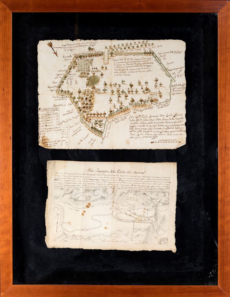 Pietro Agapito Albertini / Pietro Feroci - Pianta agrimensoria di terreni in località Cave