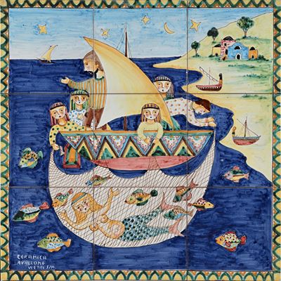 Pannello in Ceramica Maiolicata, Ceramiche Avallone, Vietri sul Mare