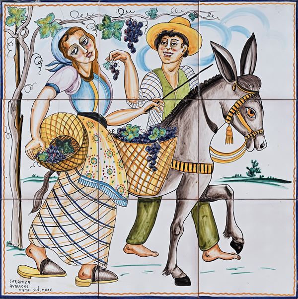 La vendemmia, ceramiche Avallone, Vietri sul Mare