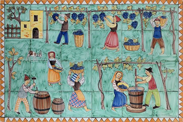 Giovannino Carrano - La Vendemmia, manifattura Pinto, Vietri sul Mare