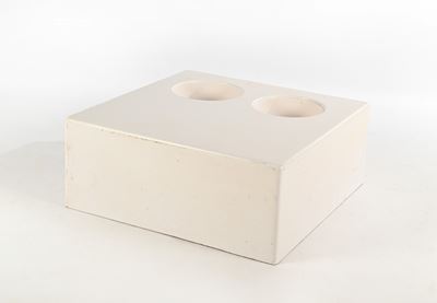 Tavolo basso in fibra di vetro laccato bianco, cm 31x79x79