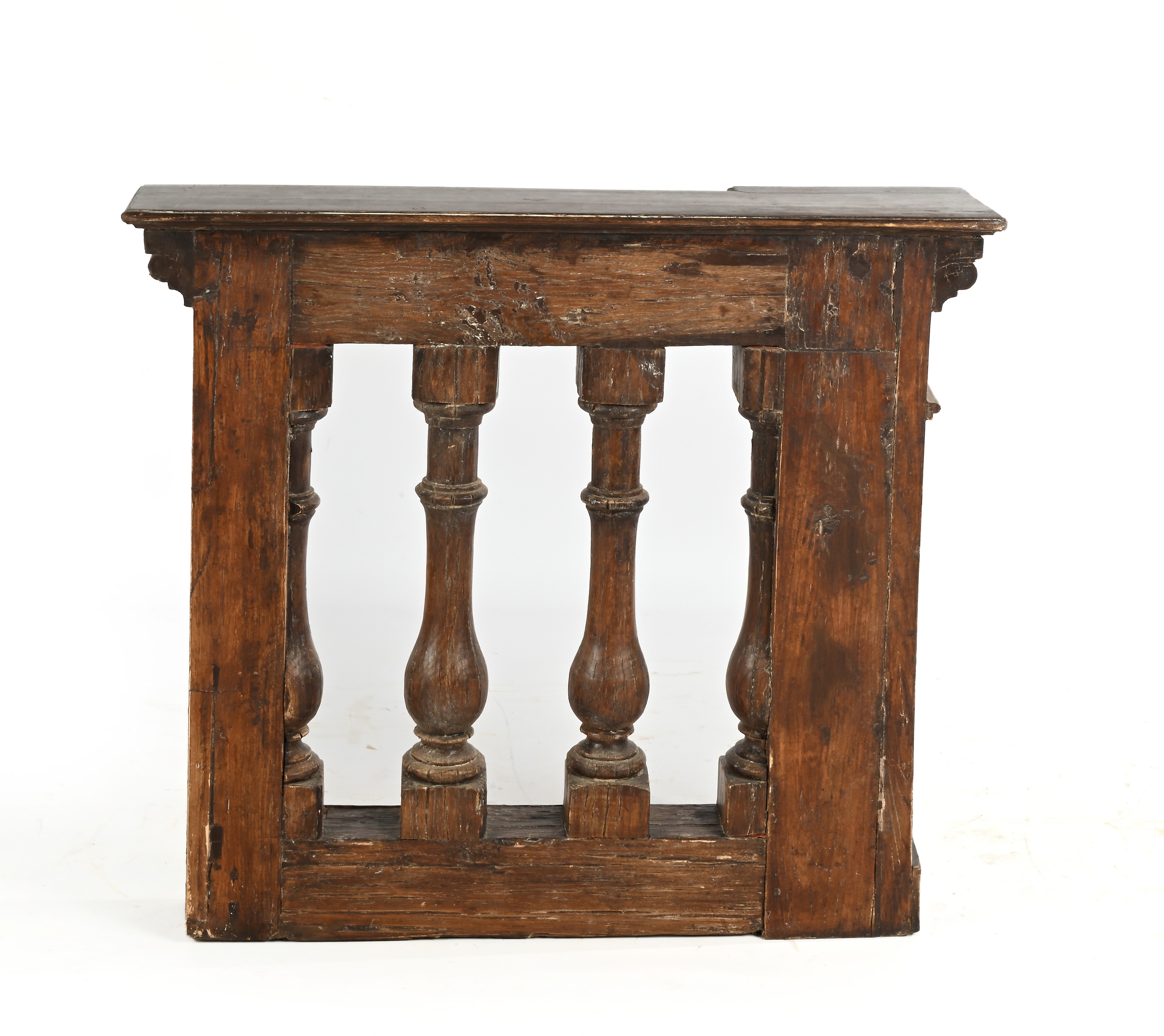 Parte di balaustra in legno patinato