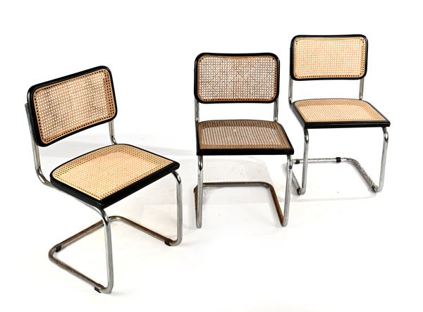 Tre sedie modello Cesca, prod. Gavina