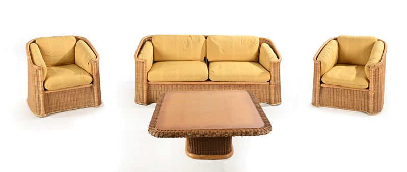 Salotto con divano, due poltrone e tavolino basso, Vivai del Sud