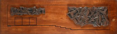 Pannello Decorativo in Legno e Ceramica Dipinta