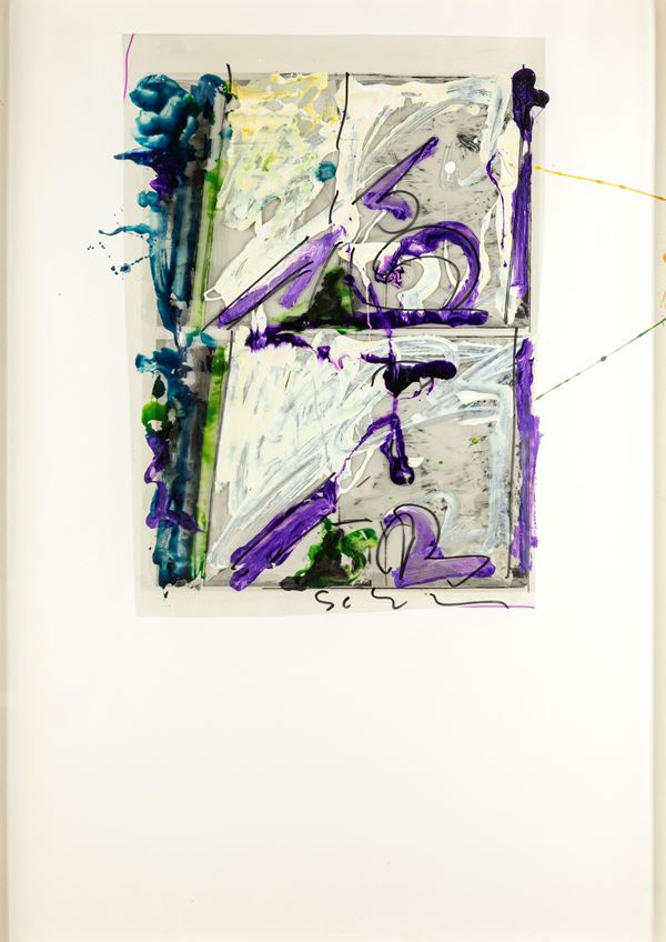 Mario Schifano - Due riquadri bianco/viola