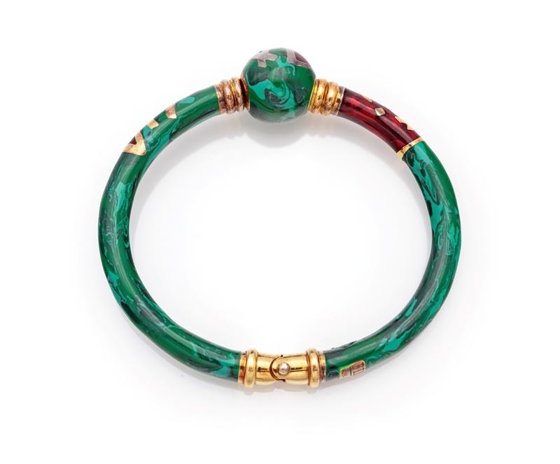Fidia, bracciale in oro e smalti