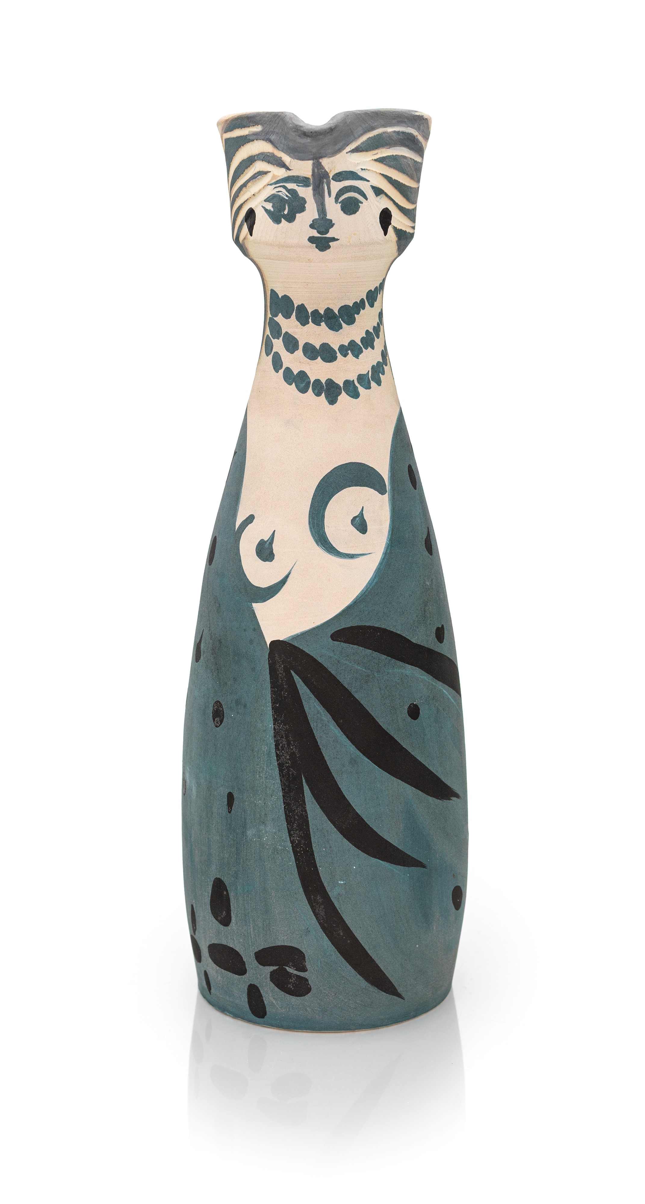 Pablo Picasso - Femme (A.R. 301), brocca in ceramica parzialmente smaltata e incisa