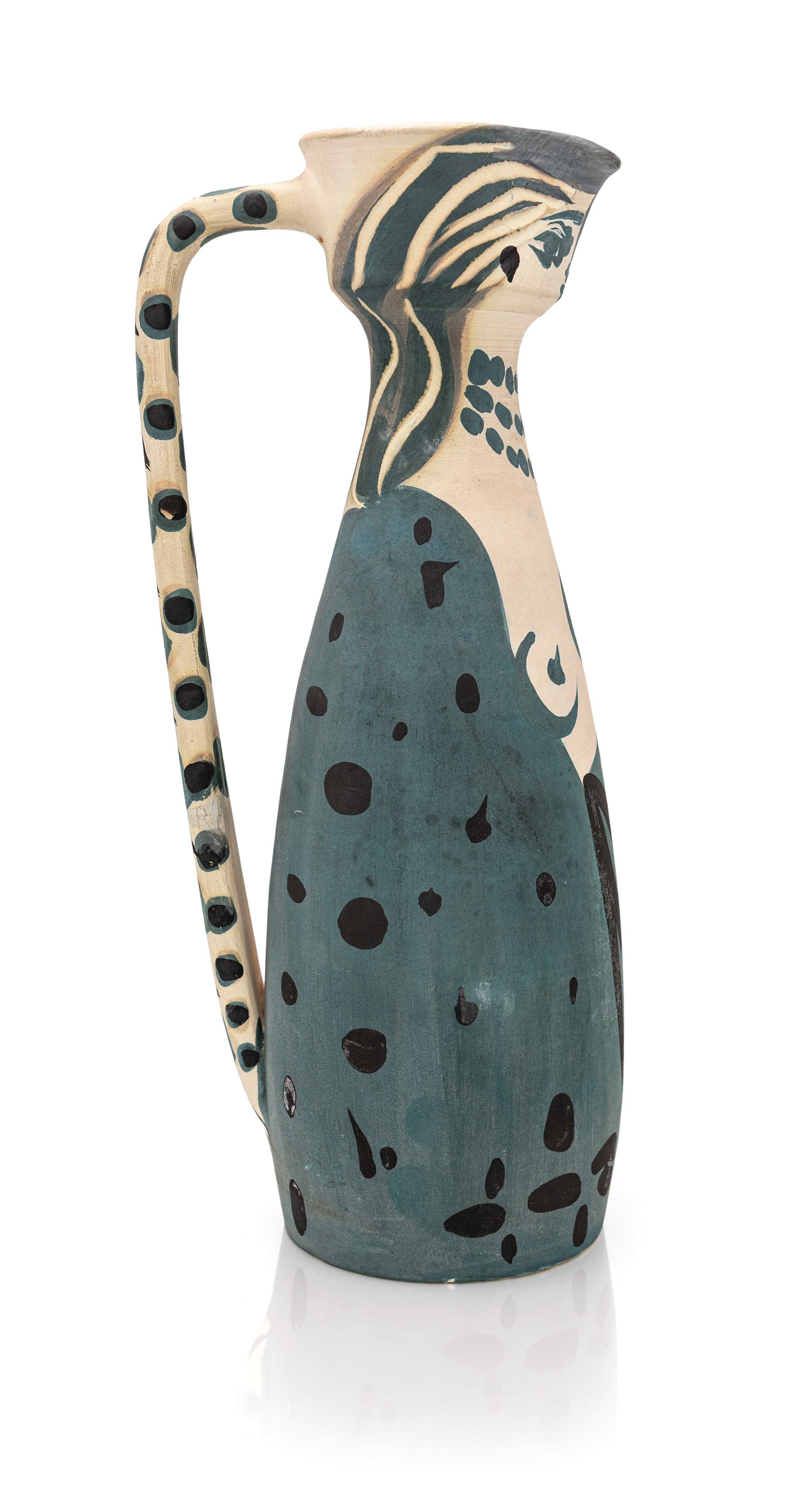 Pablo Picasso - Femme (A.R. 301), brocca in ceramica parzialmente smaltata e incisa