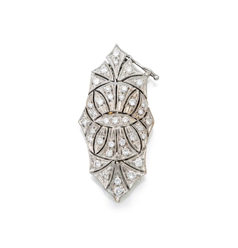 Chiusura per collana in oro bianco e brillanti