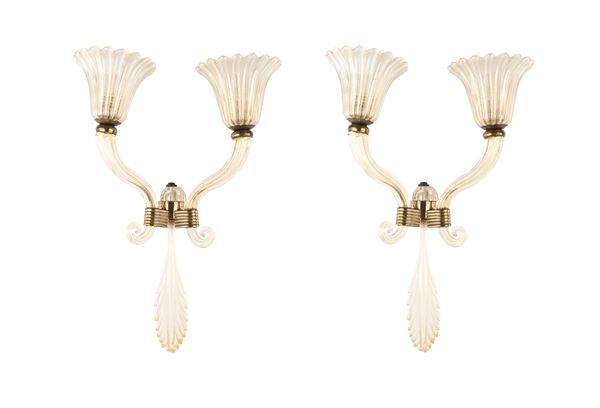 Coppia di appliques produzione Barovier & Toso