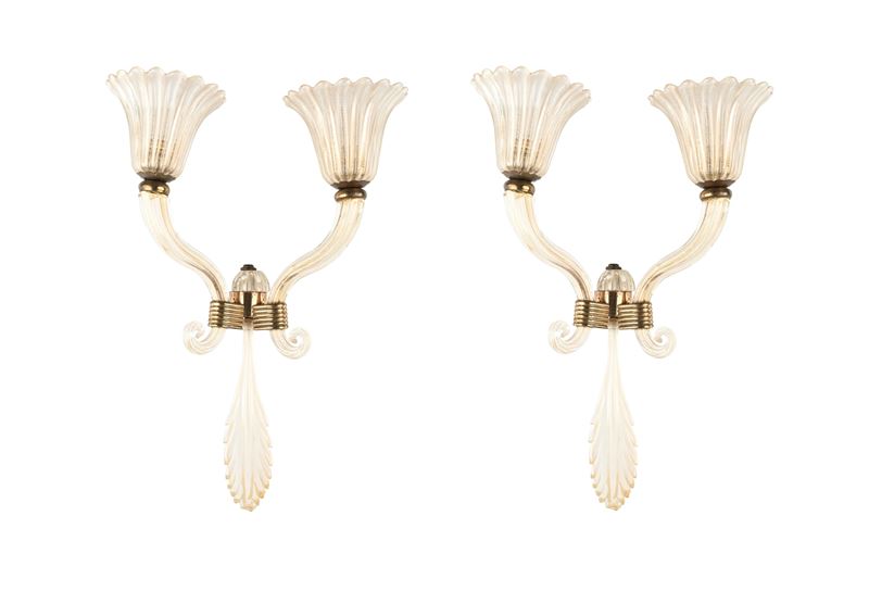 Coppia di appliques produzione Barovier & Toso