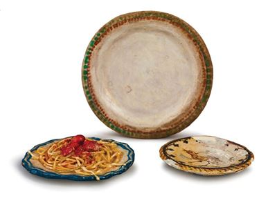 Tre Piatti in Terracotta Policroma