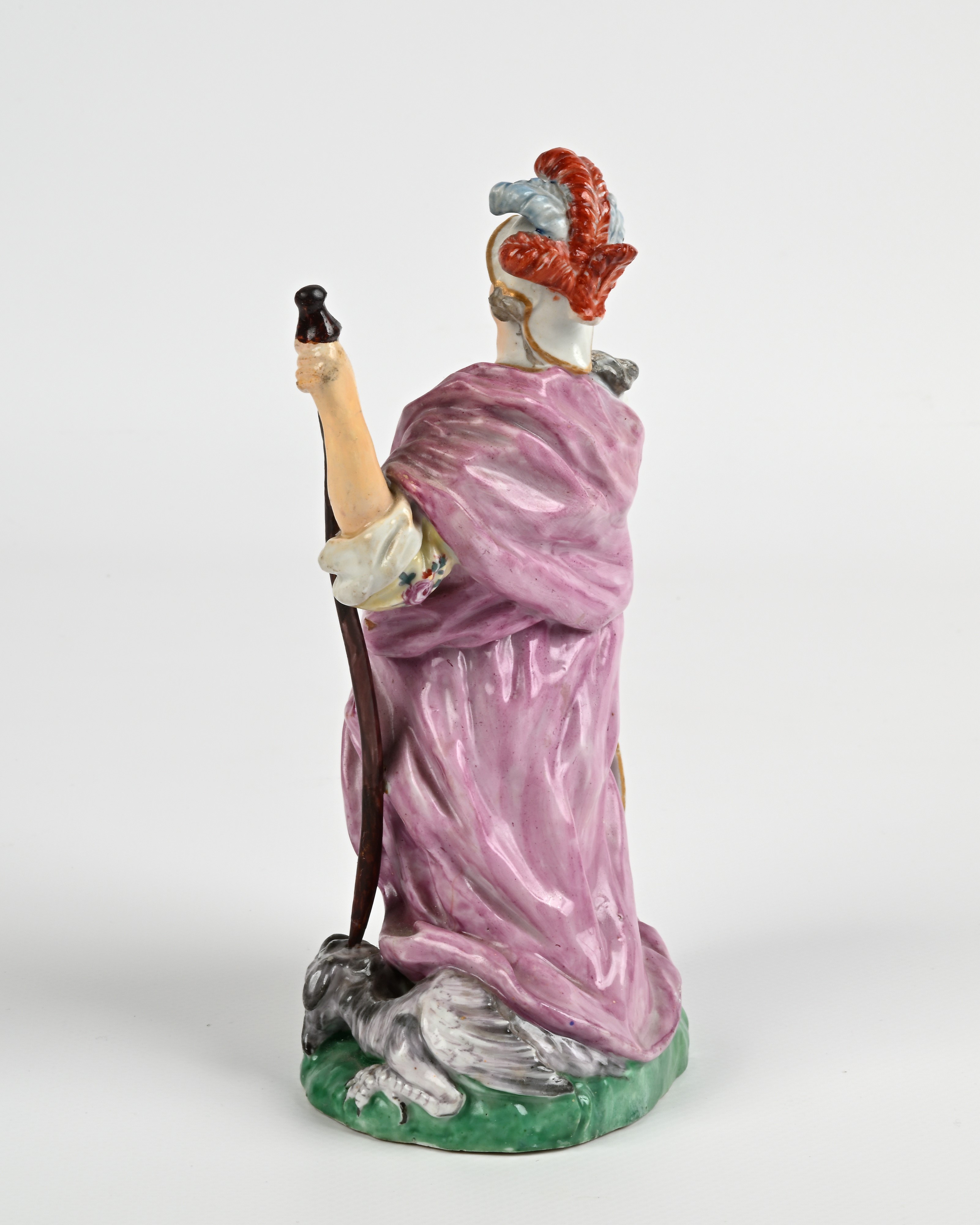 Figura di Minerva in porcellana policroma, Sassonia, Germania, XIX secolo