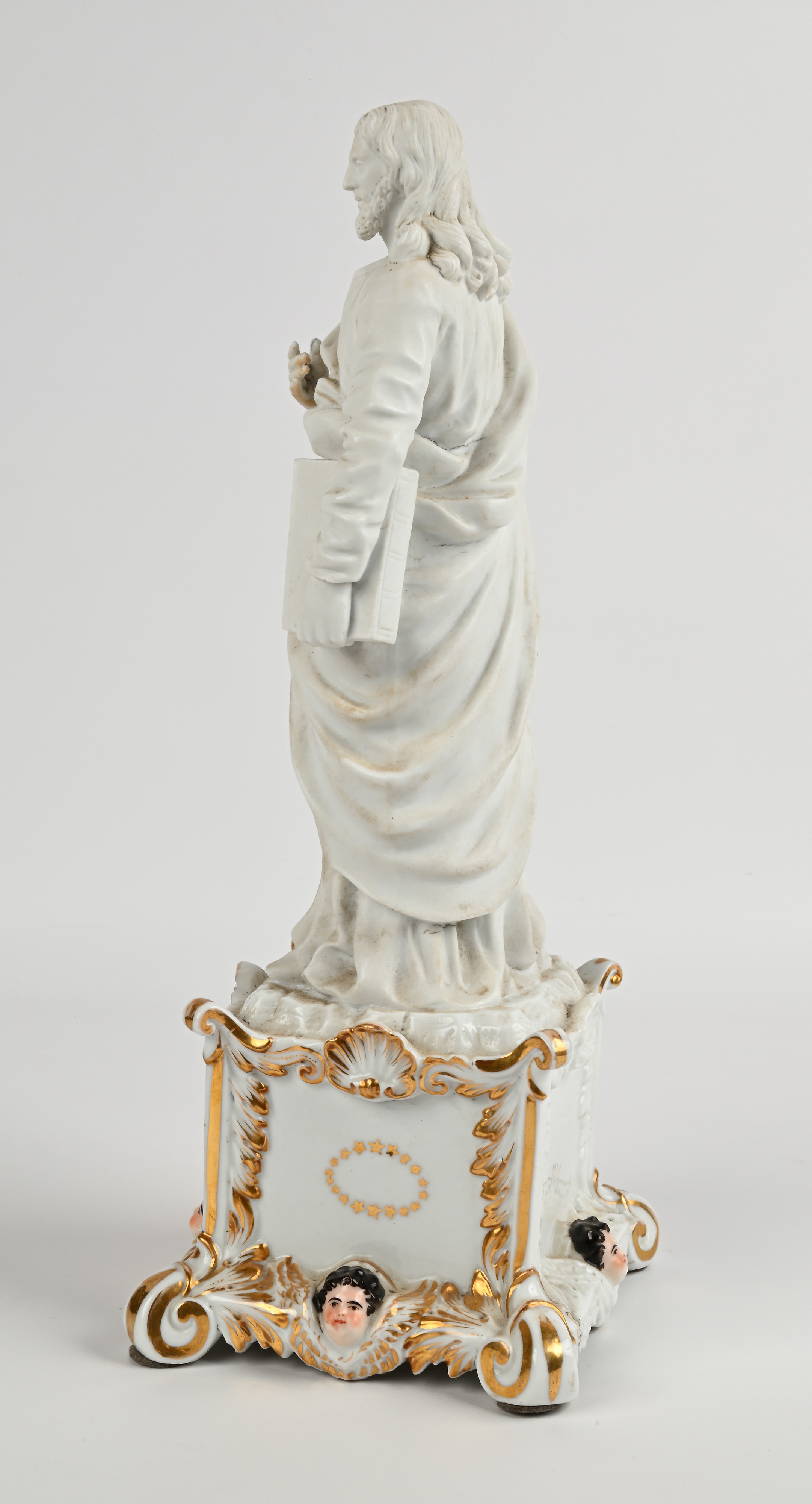 Figura devozionale in biscuit e porcellana, manifattura di Capodimonte, fine XIX secolo