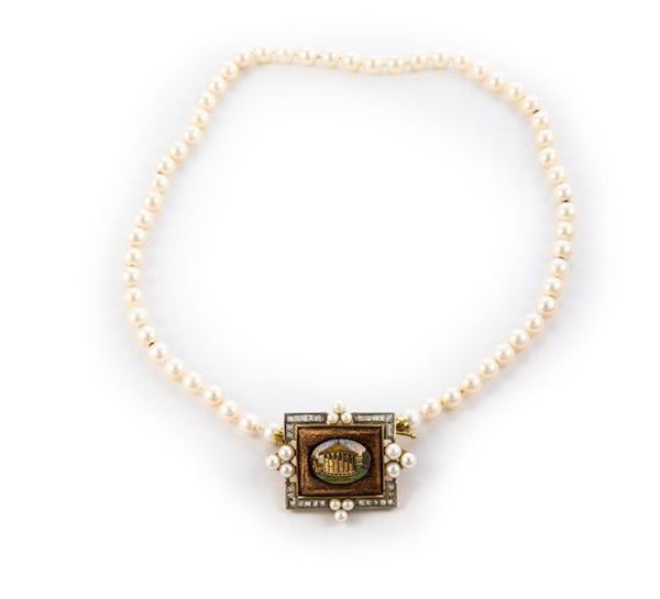 Filo di perle guapponesi con micromosaico e brill.