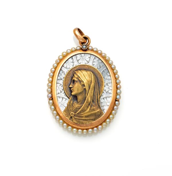 Ciondolo sacro in oro e  perle