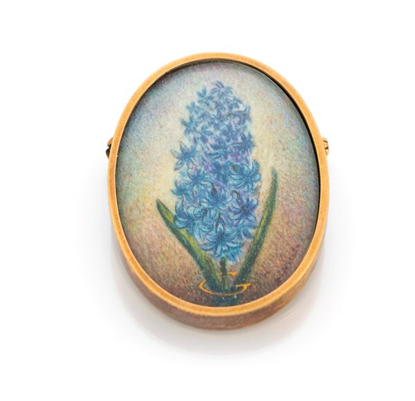 Spilla in oro e miniatura
