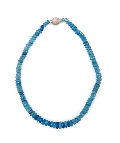 Collana in acquamarine e argento 925, lunghezza 50 cm