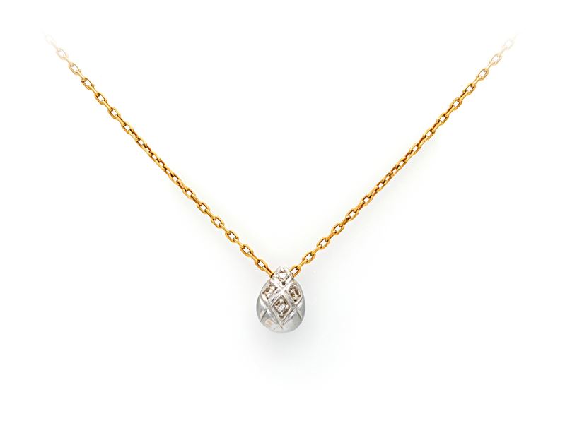 Pendente in oro giallo e bianco 750/000 con diamanti