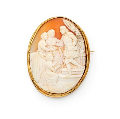 Cammeo in conchiglia e oro 585, Fine XIX secolo