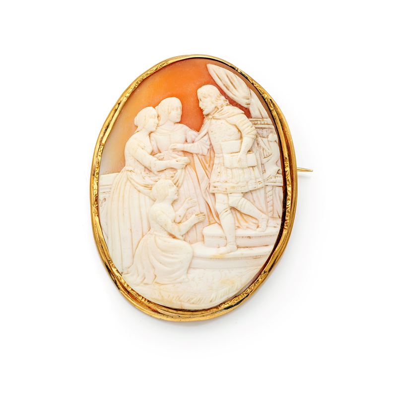Cammeo in conchiglia e oro 585, Fine XIX secolo