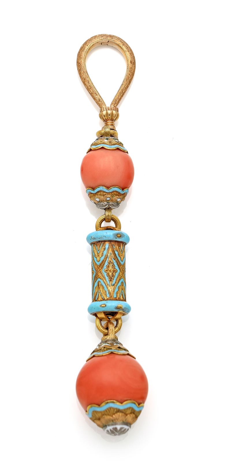 Cazzaniga, pendente in oro, corallo e smalto