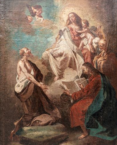 Pittore Veneto del XVII/XVIII secolo, Madonna col Bambino in Gloria