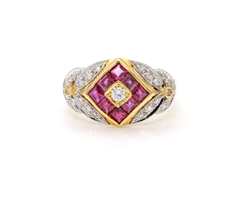 Anello in oro rubini e brillanti