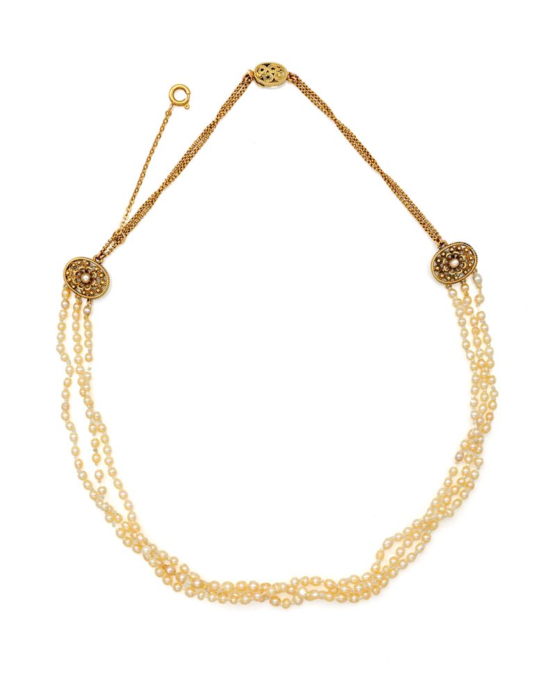 Collana antica in oro e perle