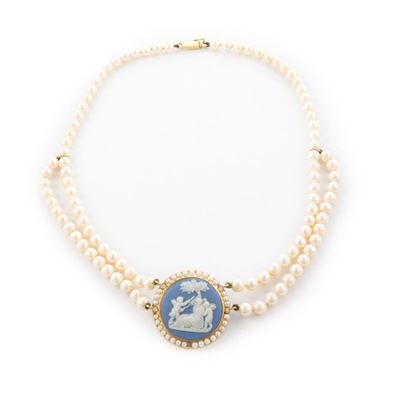 Filo Perle con Cammeo Azzurro