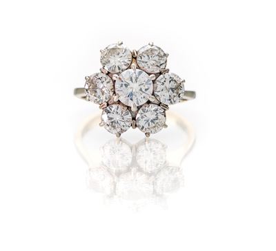 Anello a fiore in oro bianco 750 con diamanti