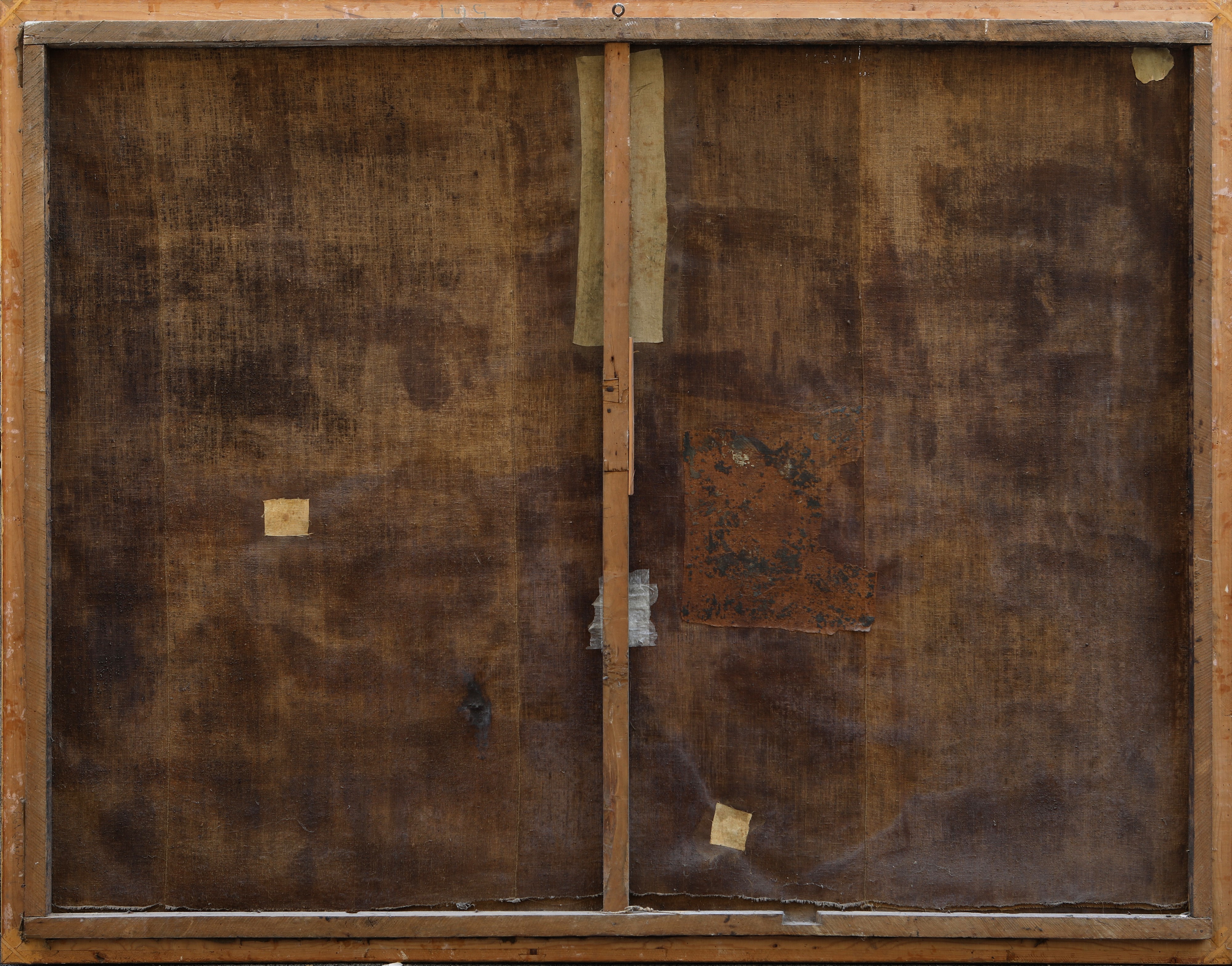 Paesaggio con rocce, contadini e asinello