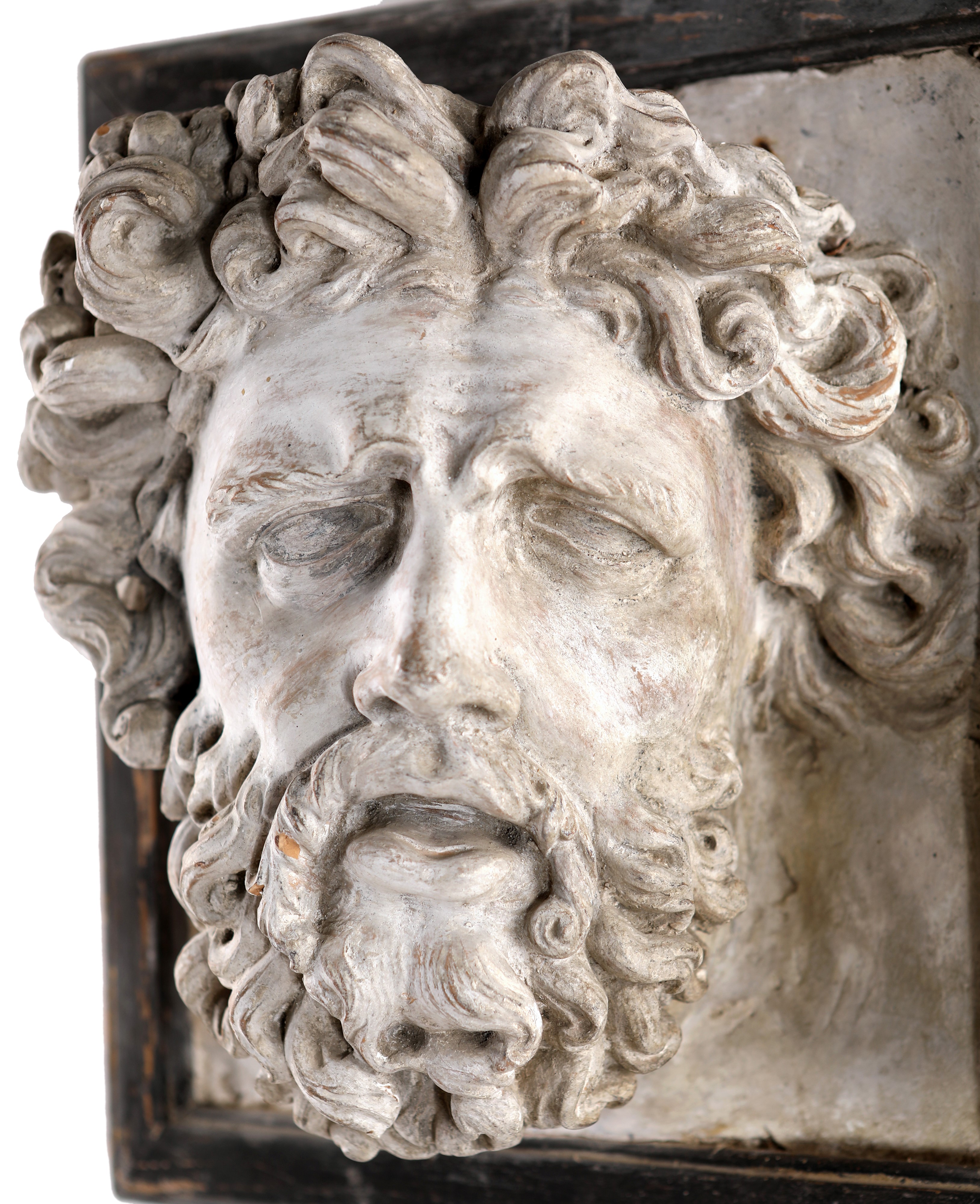 Altorilievo in terracotta patinata bianca raffigurante la testa di Laocoonte, XVI/XVII secolo