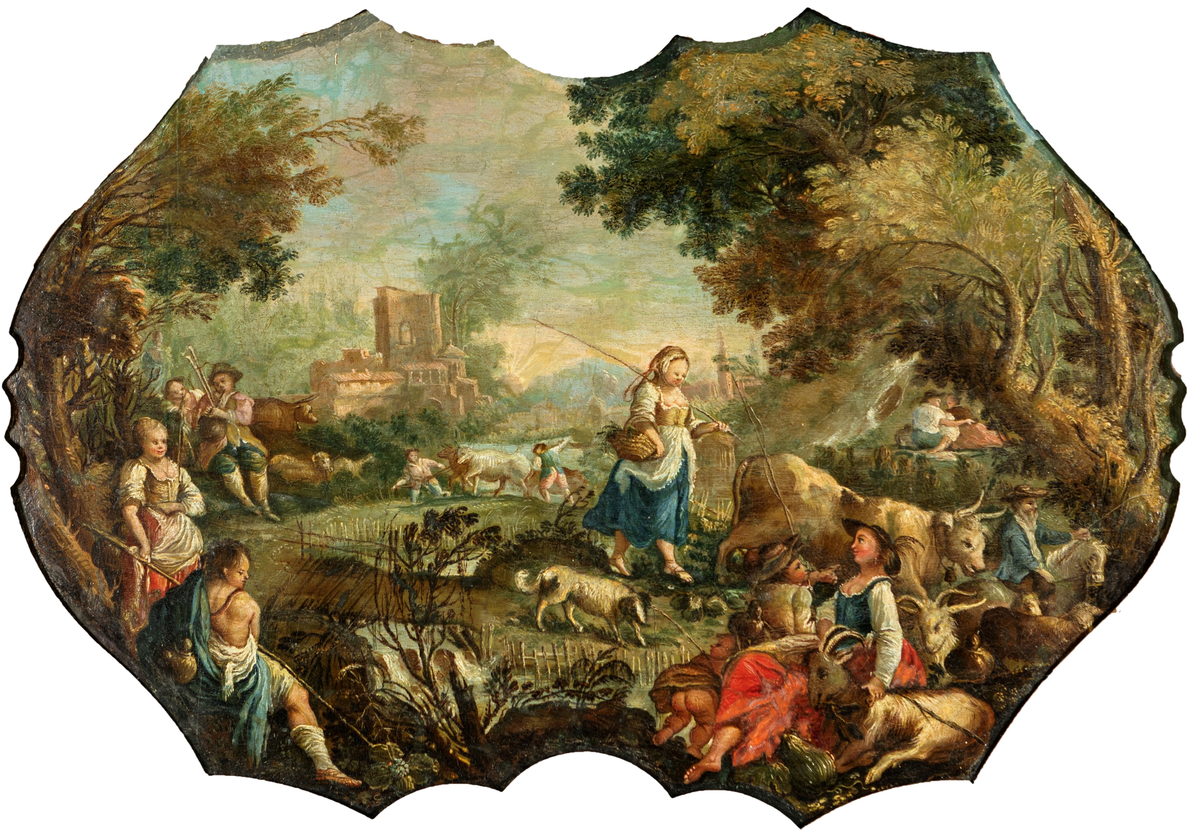 Coppia di paesaggi rococò