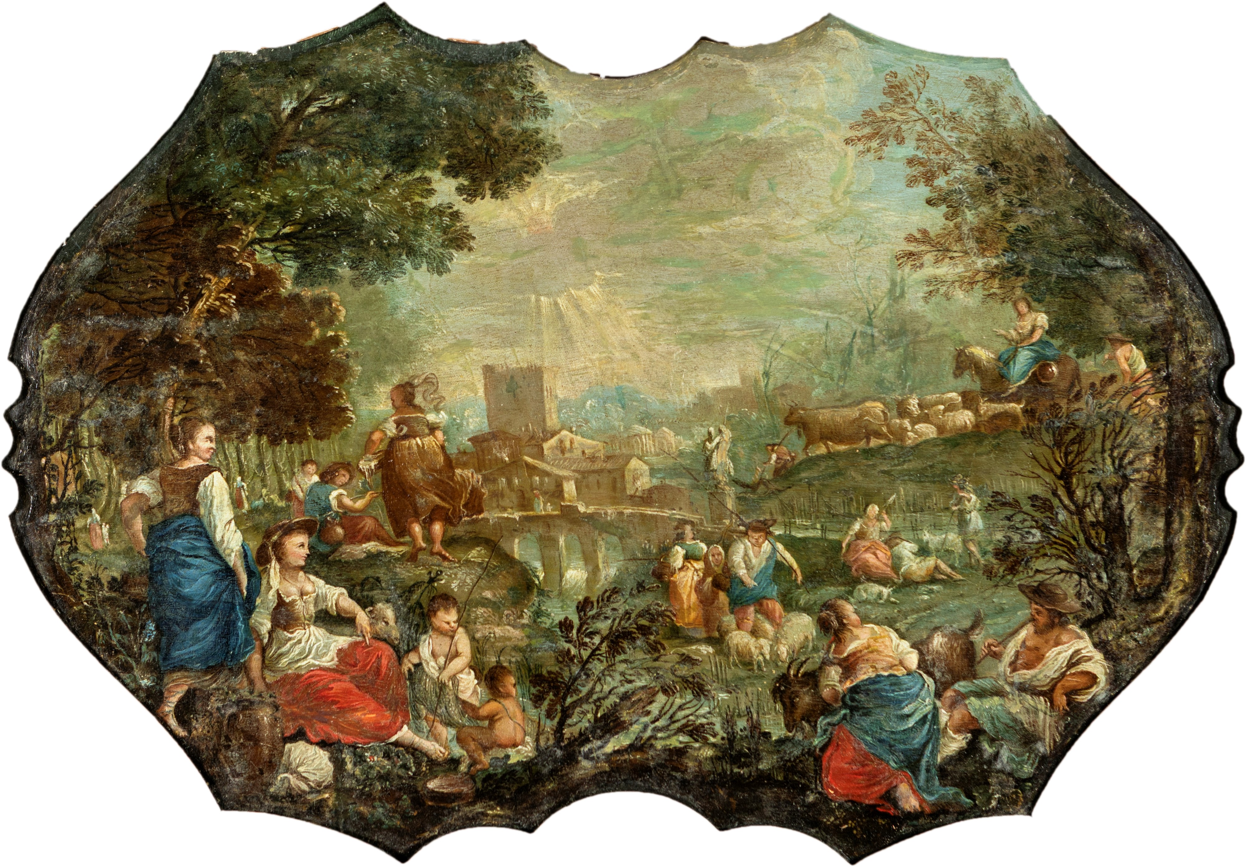 Coppia di paesaggi rococò