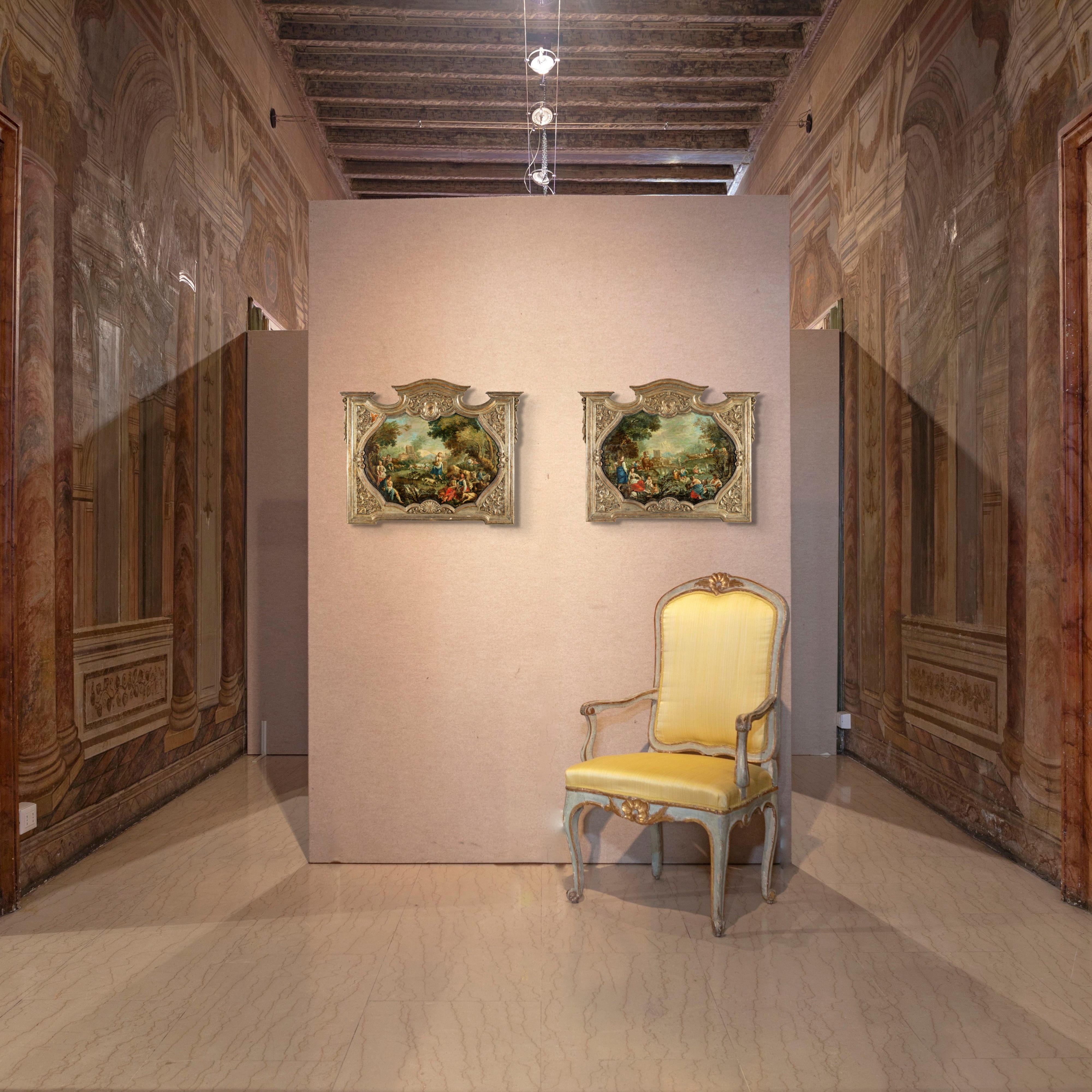 Coppia di paesaggi rococò