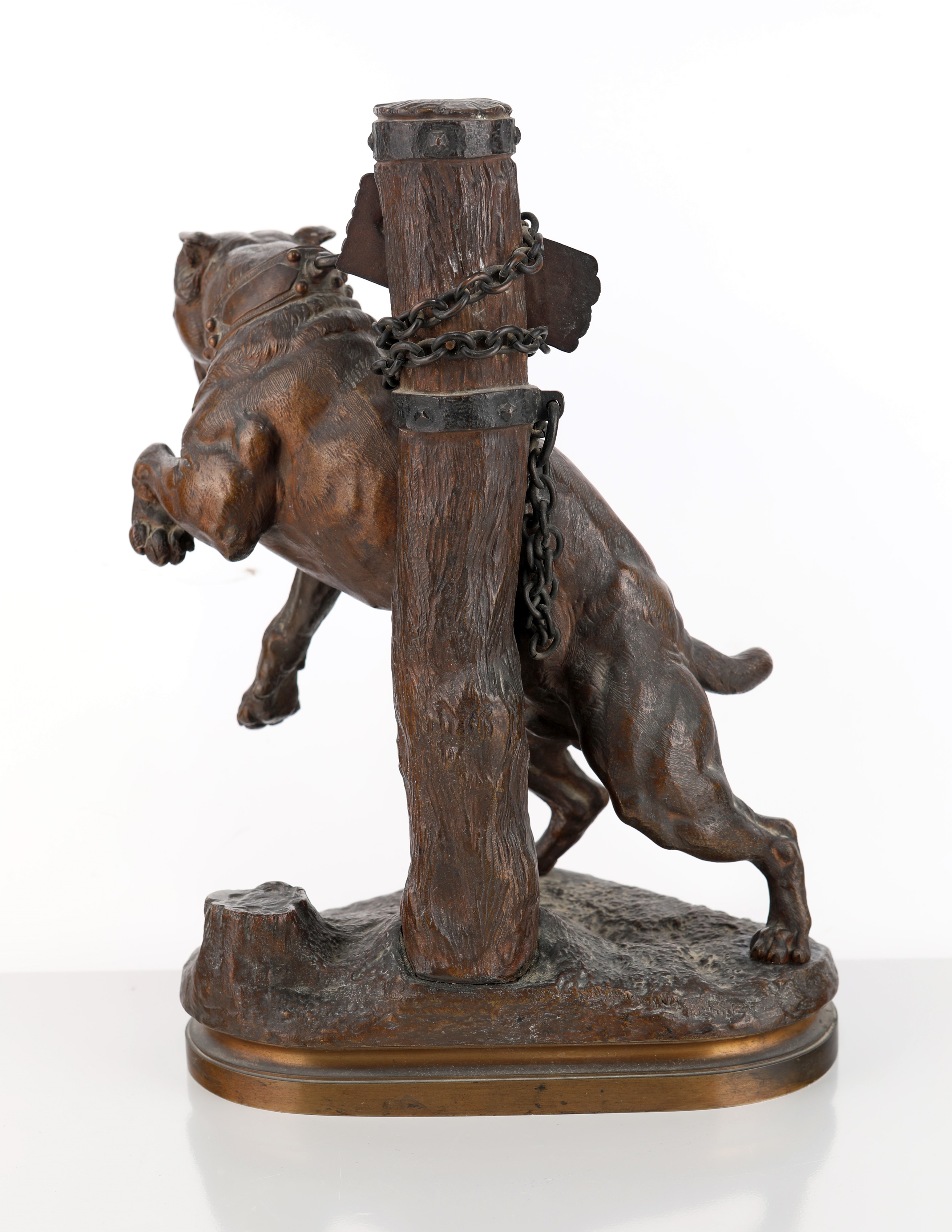 Charles Valton - Passez au large - Molosso alla catena, scultura in bronzo