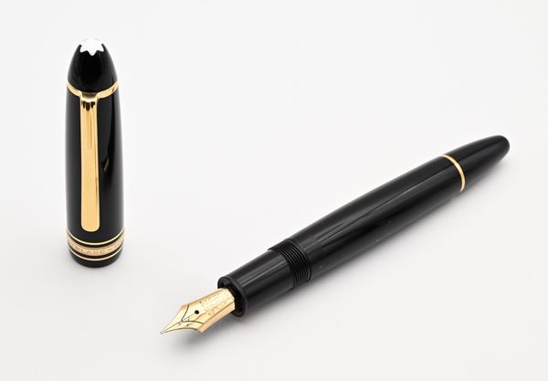 Montblanc Meisterstuck 146 - Penna stilografica in resina nera con particolari dorati  - Asta ASTA A TEMPO - Penne e Accessori da Scrivania - Casa d'Aste Arcadia