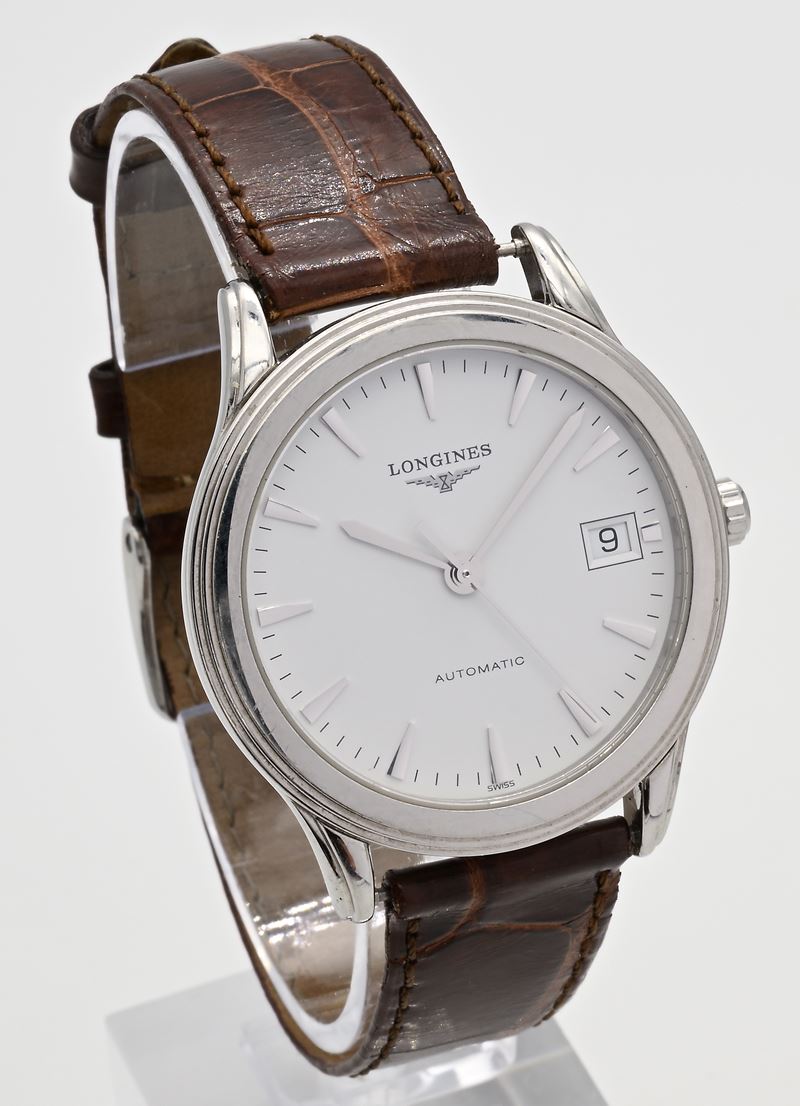 Longines Flagship L619.2 - Orologio da polso automatico da uomo con datario in acciaio e fondo sc...