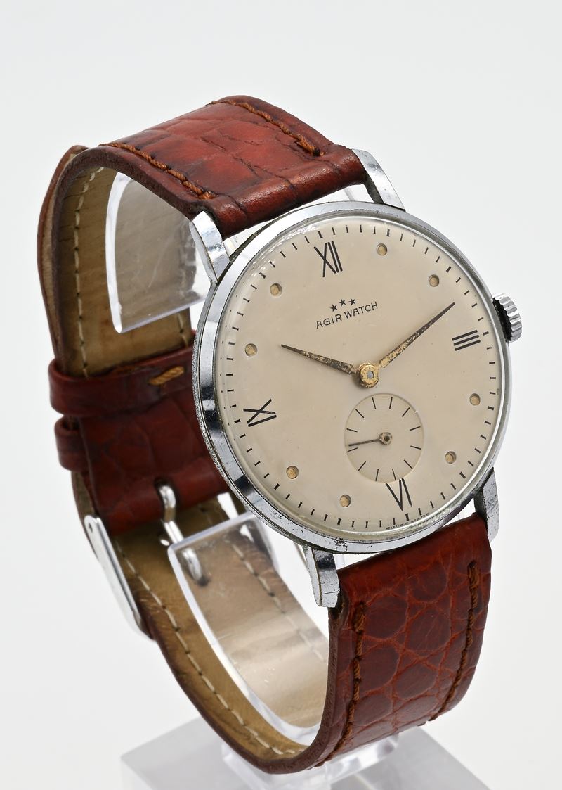 Agir Watch - Orologio da polso meccanico da uomo con cassa in metallo cromato e fondello in accia...