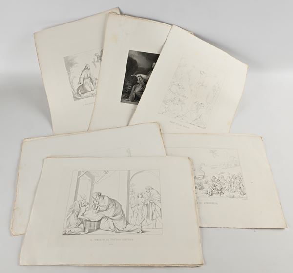 Lotto di 33 incisioni raffiguranti opere (dipinti e sculture) tratte dai volumi della "Imperiale et Royale Galerie de Florence" stampata in 13 volumi da Giuseppe Molini fra il 1817 e il 1824