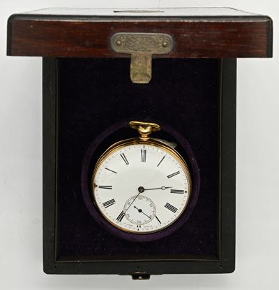Le Comte a Genève, Orologio da tasca in oro giallo con scappamento a cilindro e carica a chiavett...