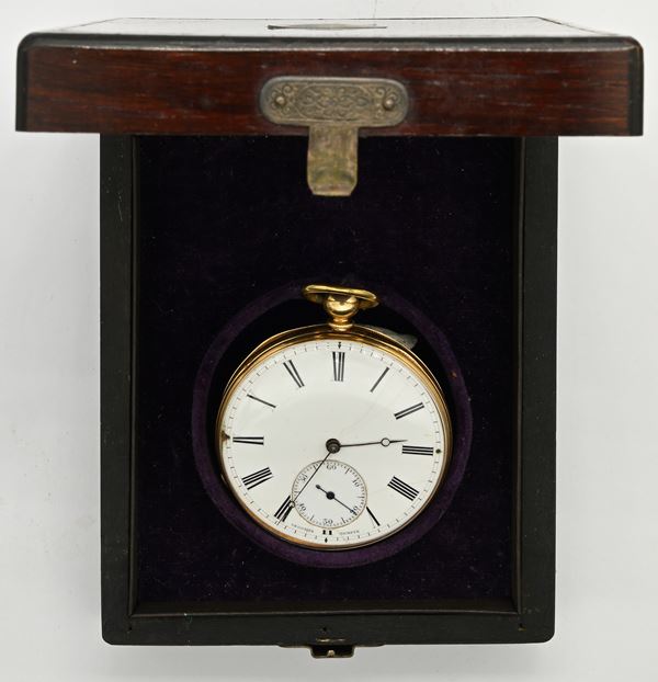 Le Comte a Geneve - Orologio da tasca con scappamento a cilindro e carica a chiavetta da uomo in oro giallo