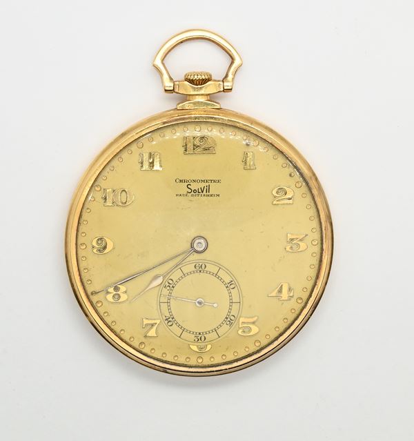 Solvil Paul Ditisheim Chronometre - Orologio da tasca con scappamento ad ancora, spirale Breguet con registrazione micrometrica remontoir da uomo in oro 