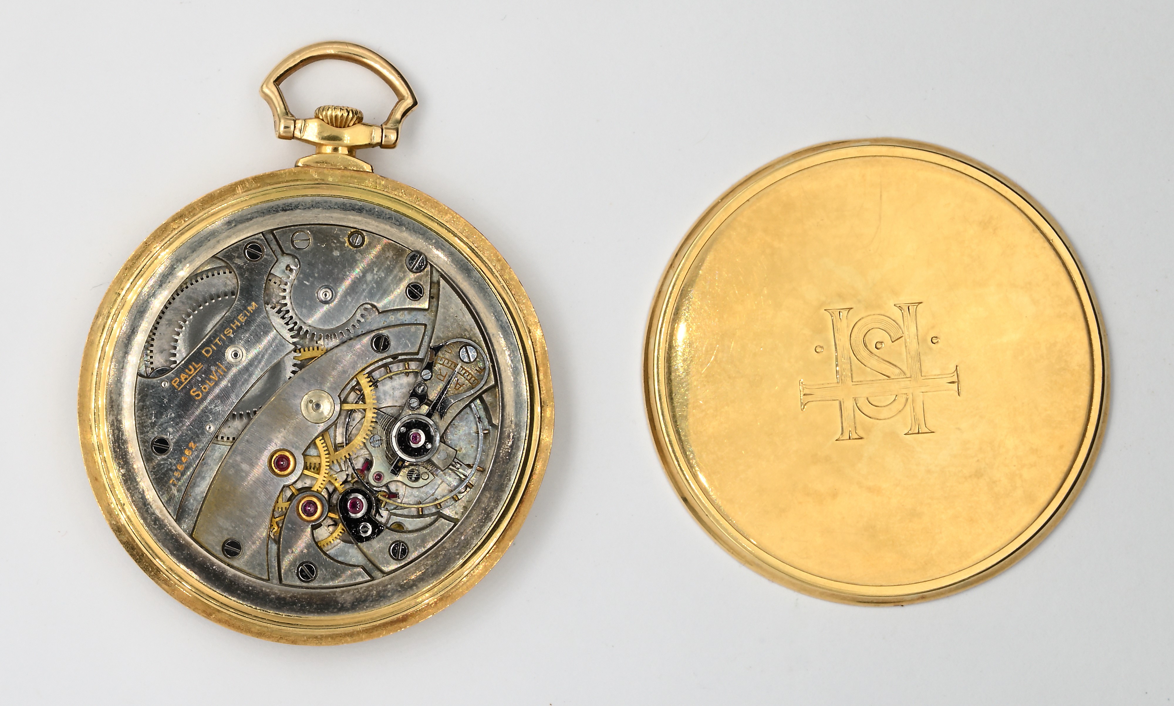 Solvil Paul Ditisheim, Chronometre: orologio da tasca in oro con scappamento ad ancora e spirale ...