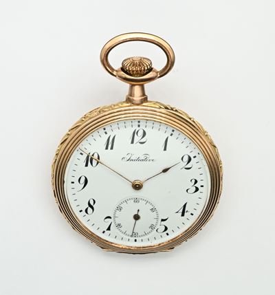 Orologio da tasca con scappamento ad ancora spirale Breguet remontoir, cassa e cuvette in oro 12 ...